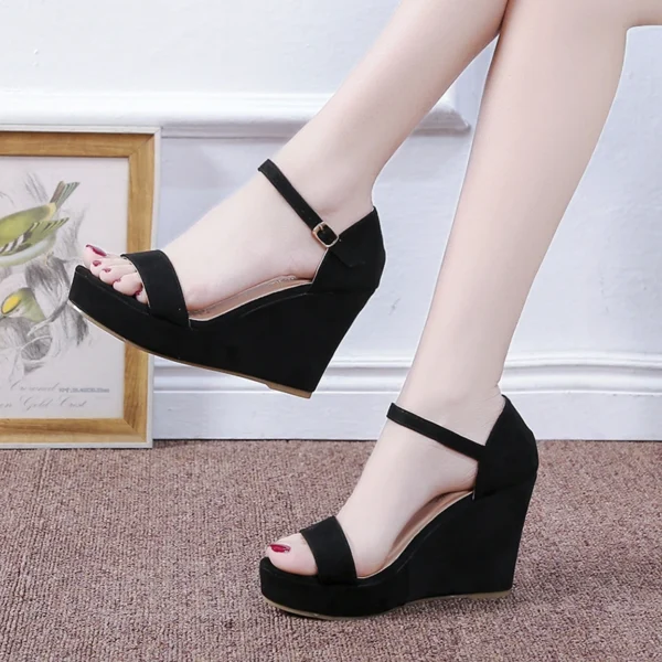 2024 New Women Shoes Platform Sandals Women Peep Toe High Wedges Heel Ankle Buckles Sandalia Espadrilles Female Sandals Shoes