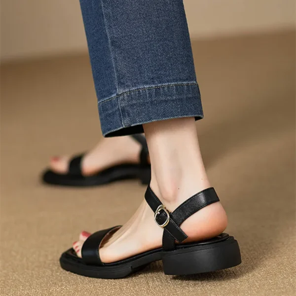 2024 Summer Fashion Sandals Women Low Heels Elegant Open Toe Slingback Shoes for Women Non-slip Soft Sole Sandalias De Mujer - Image 4