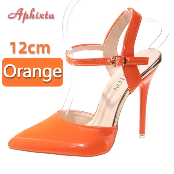 Aphixta Summer 12cm Super High Stiletto Heels Ankle Strap Sandals Women Hollow Pointed Toe Party Heels Shoes Plus Size 48 - Image 10