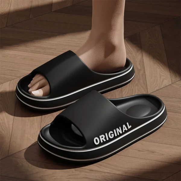 Women Thick Sole Summer Beach Seaside Slides Bathroom Anti Slip Slipper Soft Sandals Fashion Ultra Light Letter Shoe - Image 4