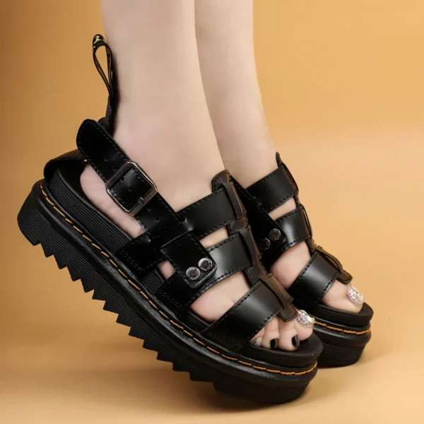 Elegant Black Designer Women's Sandals Summer 2024 High Quality Comfortable Platform Sandals Women Brand Luxury Womens Sandals