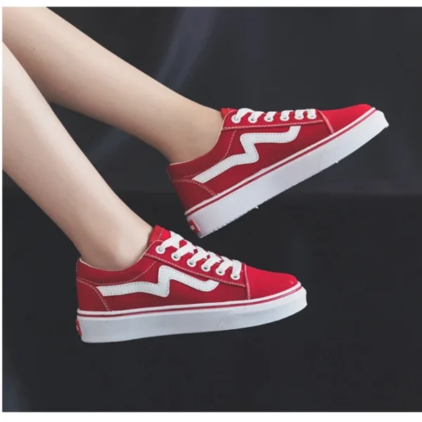 Canvas Jogging Sneakers Women Round Toe Solid Color Lace-up Design Shallow Ladies Casual Walking Shoes Handmade Sports Trainers - Image 3