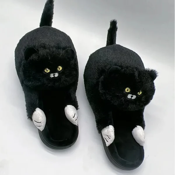 Cuddly Hug Cat Slippers Women Men Winter Home Slides Kawaii Floor Shoes Furry Slippers Girl White Mules Funny Cute Gift Slippers - Image 9