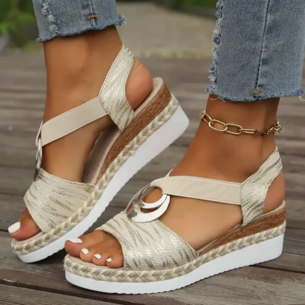 Women's Wedges Sandals 2024 Summer Snake Print Platform Sandals Gladiator Shoes Woman Comfort Casual Med High Heels Sandals - Image 5