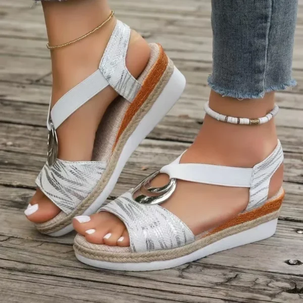 Women's Wedges Sandals 2024 Summer Snake Print Platform Sandals Gladiator Shoes Woman Comfort Casual Med High Heels Sandals - Image 2