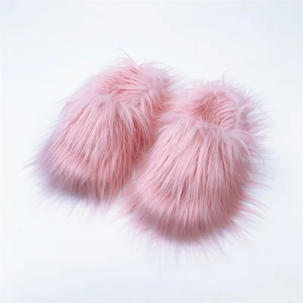 Faux Fur Slippers 2023 Women Winter Plush Warm Home Flat Slides Mongolian Wool Flip Flops Y2K Girls Furry Shoes Cute Slippers - Image 11