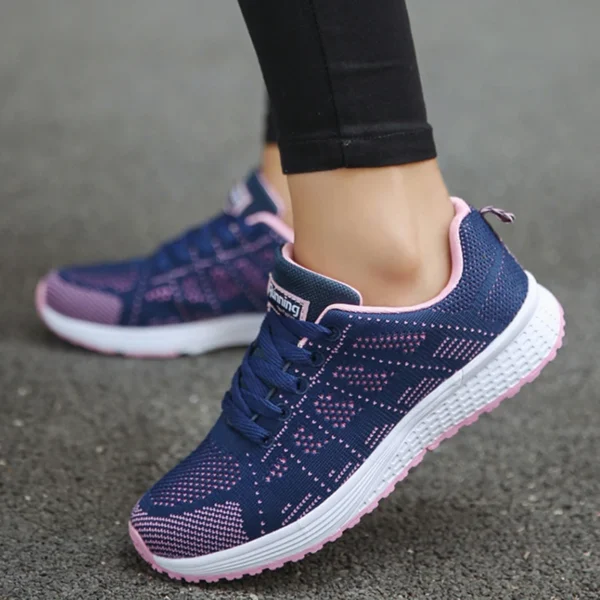 Women's Sneaker 2024 New Fashion Breathable Trainers Comfortable Sneakers Mesh Fabric Lace Up Women's Tennis Shoes For Women - Image 9