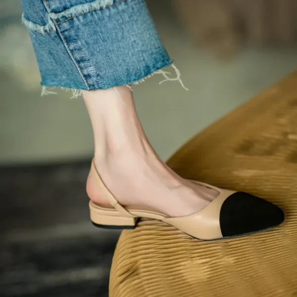 2023 New In Leather Women 39 Shoes Sandals Flat Bottom Color Hollow Thick Heel Chaussure Femme Zapatos Mujer Sandalias Sapatos