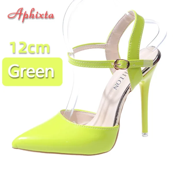 Aphixta Summer 12cm Super High Stiletto Heels Ankle Strap Sandals Women Hollow Pointed Toe Party Heels Shoes Plus Size 48 - Image 7