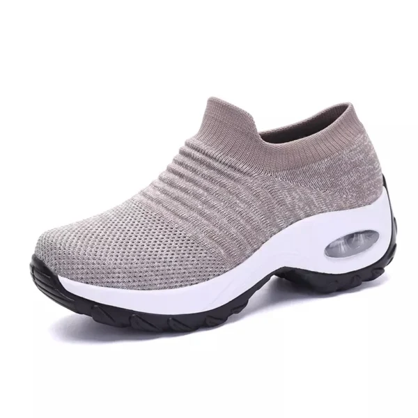 Women's Casual Sports Socks Sneakers Fashionable Thick Sole Air Cushion, Elevated Sloping Heel Rocking Shoes - Image 12