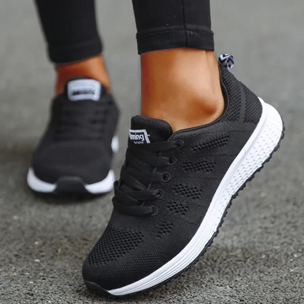 Women's Sneaker 2024 New Fashion Breathable Trainers Comfortable Sneakers Mesh Fabric Lace Up Women's Tennis Shoes For Women - Image 2