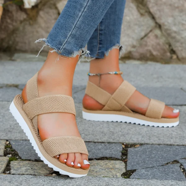 Women's fashion trend, anti slip, wear-resistant, comfortable color blocking soft sole, solid elastic band, indoor and outdoor f - Image 2