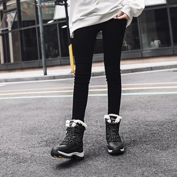 Ankle Boots Women Winter Shoes Keep Warm Non-slip Black Snow Boots Ladies Lace-up Boots Chaussures Femme Booties Woman Flat Boot - Image 4