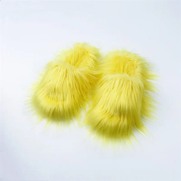 Faux Fur Slippers 2023 Women Winter Plush Warm Home Flat Slides Mongolian Wool Flip Flops Y2K Girls Furry Shoes Cute Slippers - Image 7