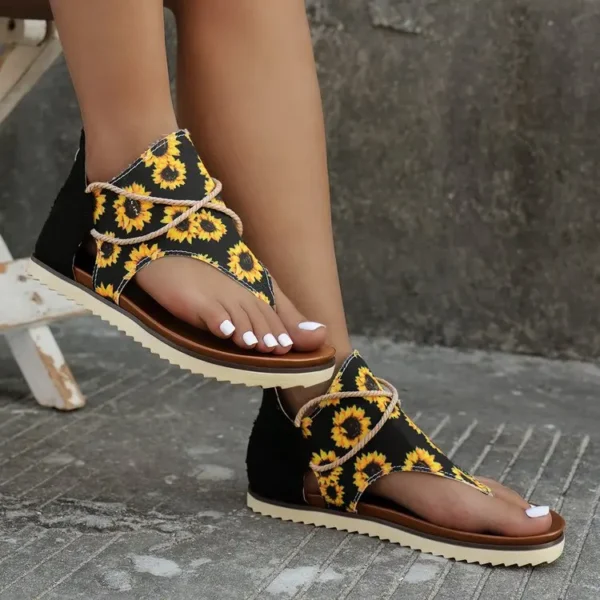 Women's Pinch Toe Sandals 2024 Rose Leopard Print Roman Style Shoes Anti-slip Fashion New Beach Sandals Vacation Spring Summer - Image 9