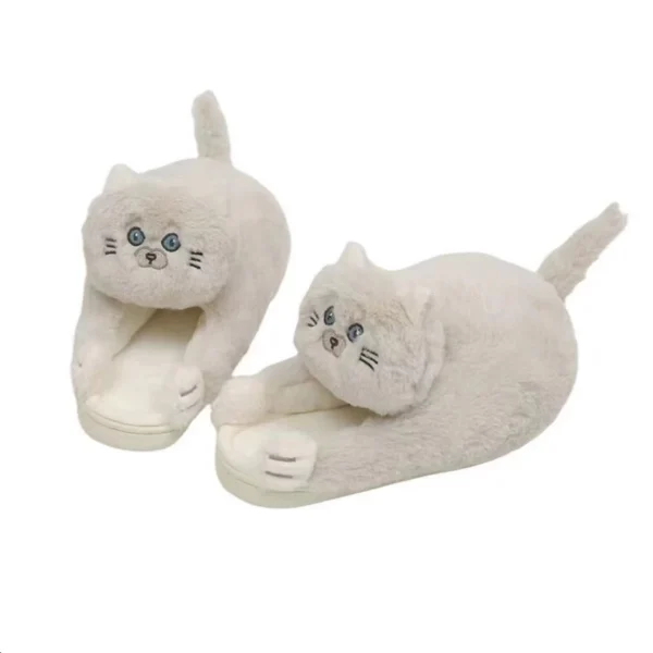 Cuddly Hug Cat Slippers Women Men Winter Home Slides Kawaii Floor Shoes Furry Slippers Girl White Mules Funny Cute Gift Slippers - Image 12