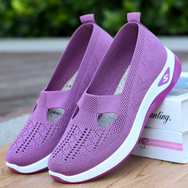 Women's New Summer Shoes Mesh Breathable Sneakers Light Slip on Flat Platform Casual Shoes Ladies Anti-slip Walking Woven Shoes - Image 5