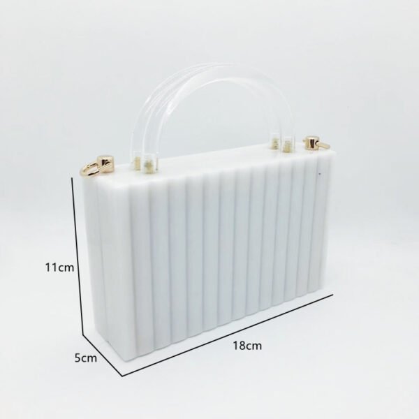 Acrylic Clutch Transparent Handle Vertical Pattern Evening Chain Small Square Bag - Image 6