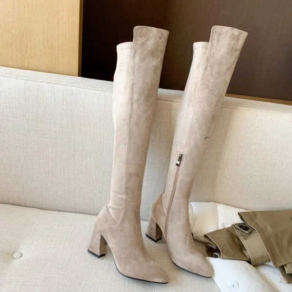 Women's Winter Fleece Over-the-knee Boots High-top Elastic Boots - Image 7