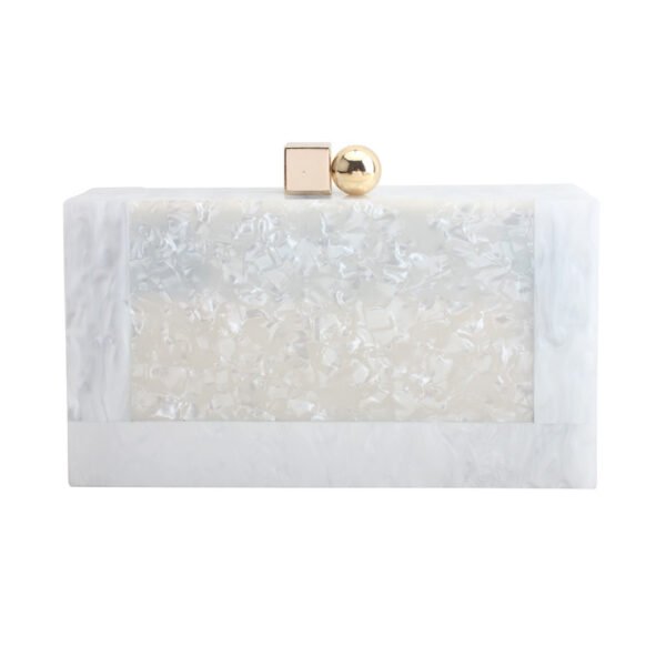 Women's Pearlescent White Vintage Acrylic Patchwork Bag - Image 8