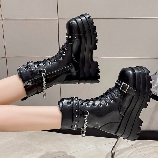 Women's New Punk Style Handsome Thick Sole Mid Length Women's Boots - Image 2