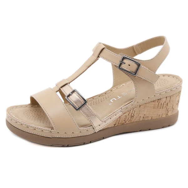 Women's Wedge Solid Color Comfort Sandals - Image 5