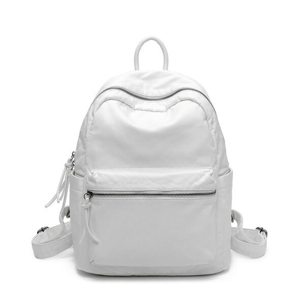 Women's New Washed Fashion Soft Leather Backpack - Image 5