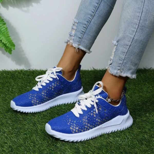 Women's Plus Size Lace-up Hollow Flower Breathable Casual Shoes - Image 3