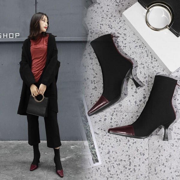 Autumn Winter Ankle Boots Stiletto Elastic Socks Boots - Image 5