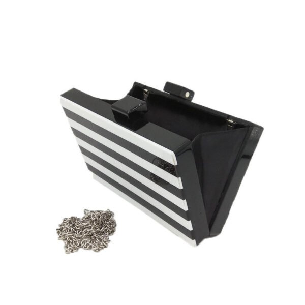 Acrylic Black And White Stripe Stitching Banquet Clutch - Image 5