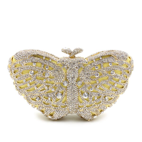 Women's Handmade Diamond Butterfly Shaped Chain Clutch - Image 5