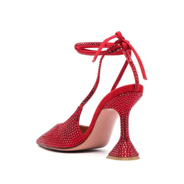 Women's Rhinestone High Heel Strap Bow Sandals - Image 5