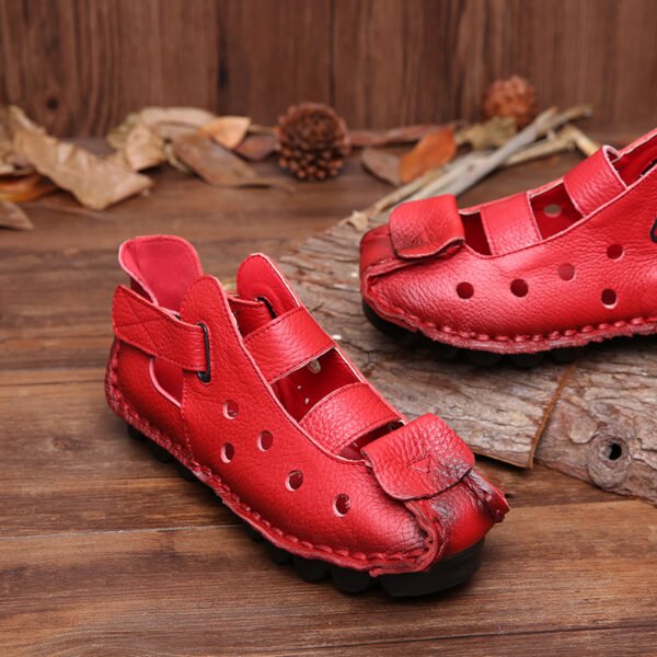 Women's Flat Non-slip Large Size Sandals Leather Soft Sole - Image 3