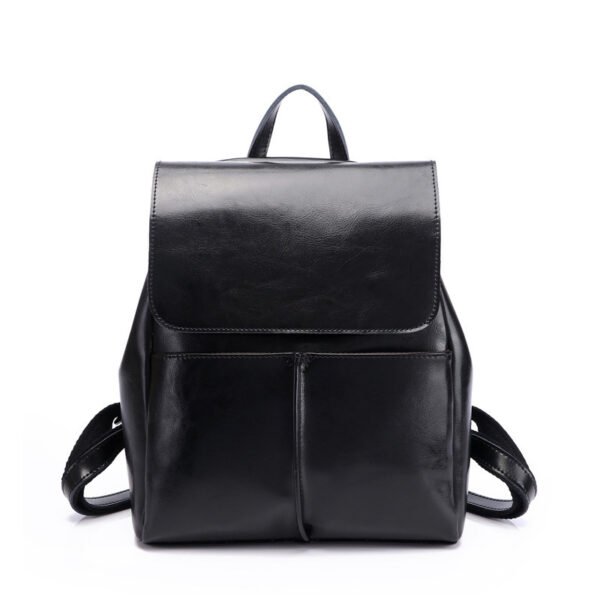 Women's Oil Wax Leather Fashion Casual Retro Backpack - Image 5