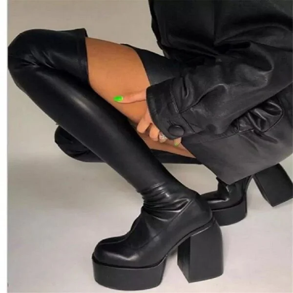 Women's Platform High Heel Boots Over The Knee Stretch Boots - Image 6