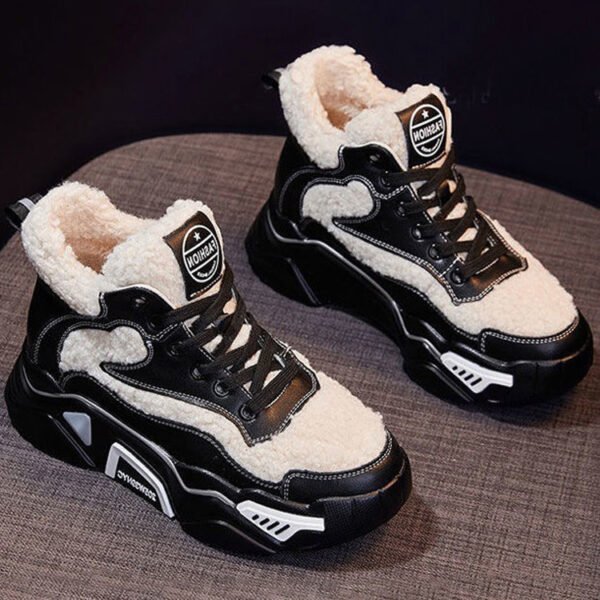 Women's Wedge Round Toe Fleece Warm Sports Padded Shoes - Image 2