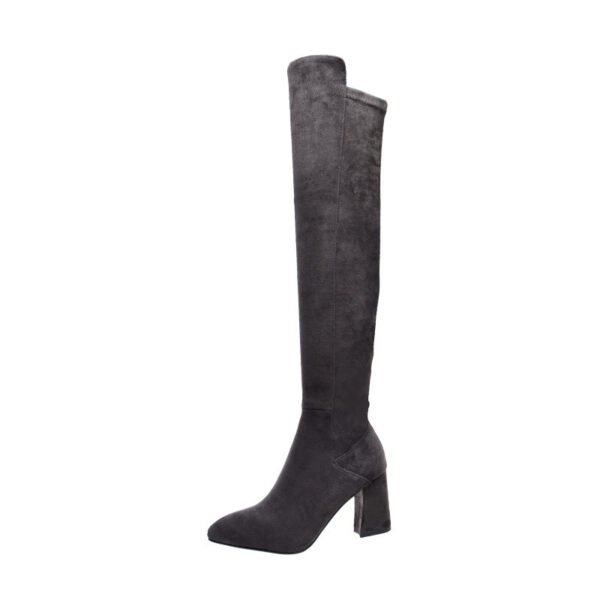 Women's Over Knee Boots High Pointed Toe Mid Heels - Image 6