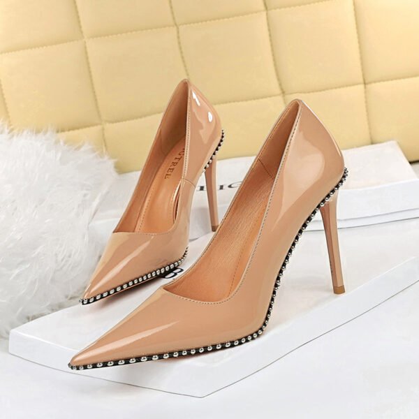 Women's Patent Leather Pumps Pointed Toe High Heels - Image 5