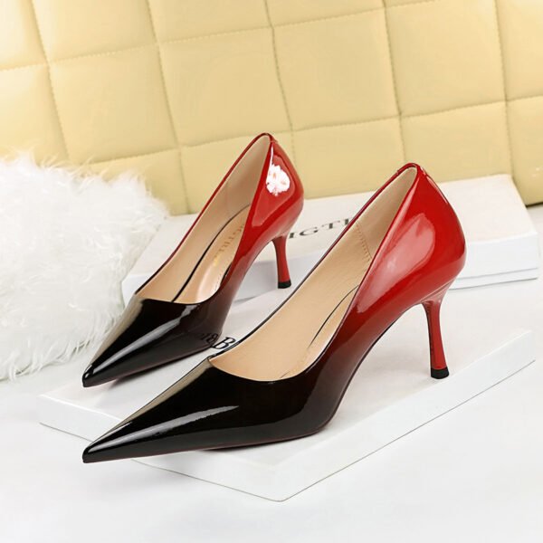 Women's High Heel Pointed Toe Glossy Patent Leather Shoes - Image 6