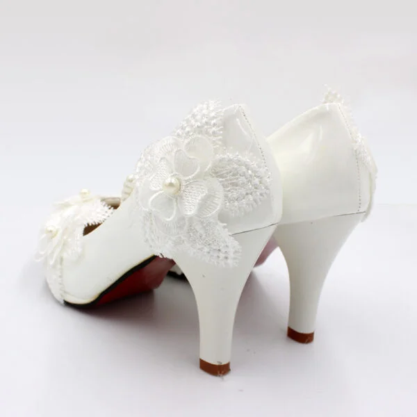 3D Floral White High Heels - Image 2