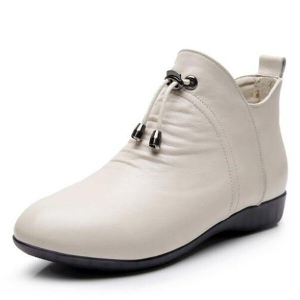 Women's High Top Leather Soft-soled Cotton Flat Boots - Image 7