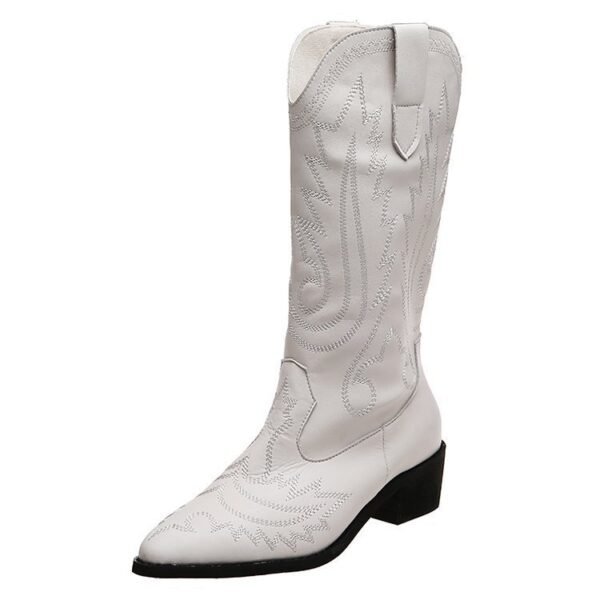 Women's Low Heel Sleeve Western Embroidered Round Toe Boots - Image 5