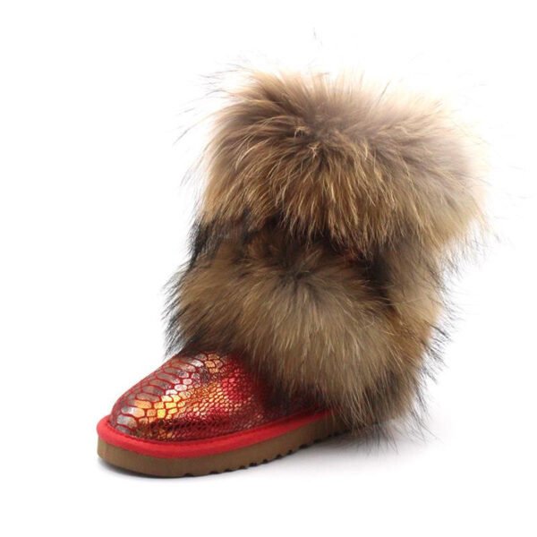 Women's Winter Mid-calf Fox Fur Snow Boots - Image 9