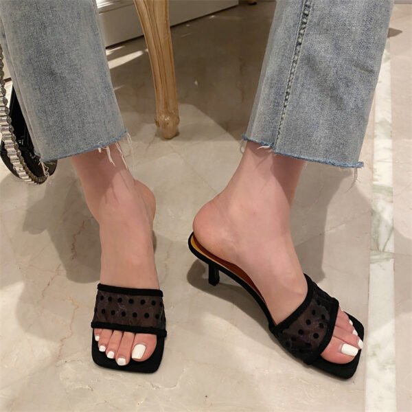 Women's Open-toed Stiletto High-heeled Mesh Sandals And Slippers - Image 7