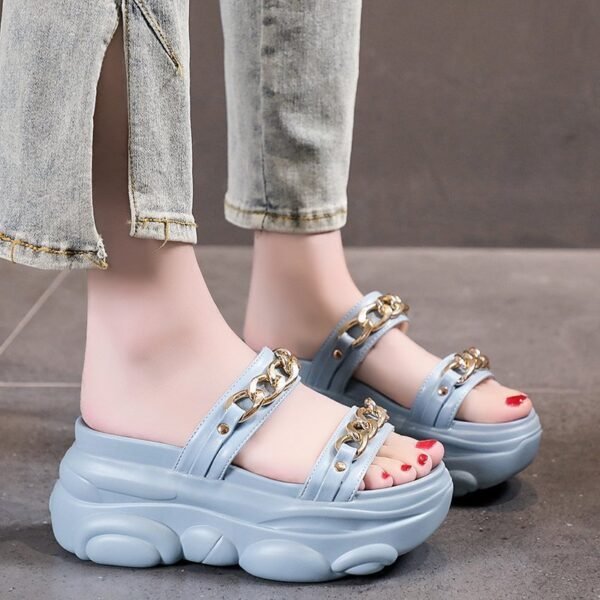 Women's Platform Chain Booster Slip-On Slippers - Image 5