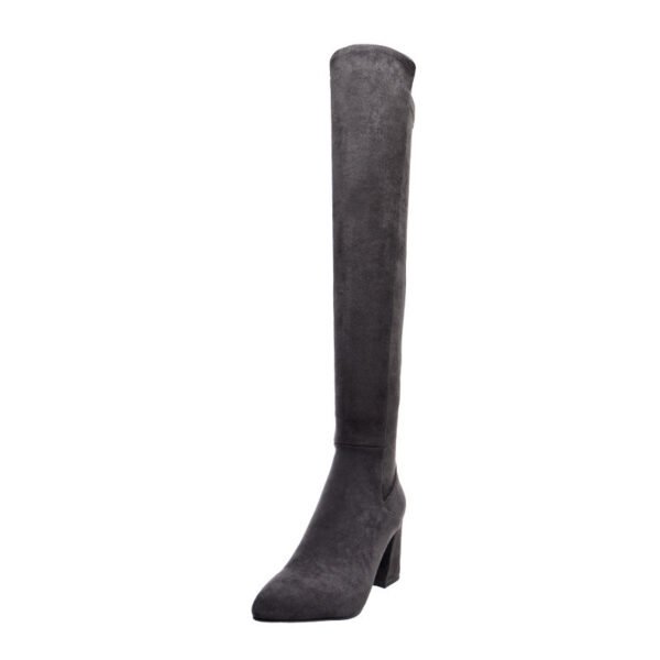 Women's Over Knee Boots High Pointed Toe Mid Heels - Image 4