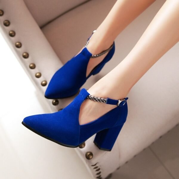 Women's Pointed Toe Buckle Thick High Heel Sandals - Image 4