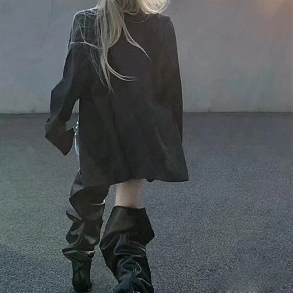 Women's Zipper Pleated Over The Knee Boots - Image 9