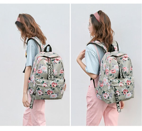 Backpack Printed Flowers Nylon Waterproof Ethnic Travel - Image 4