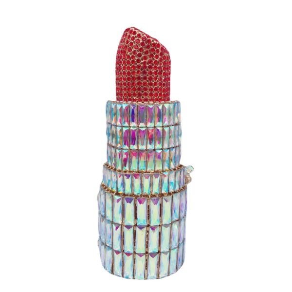 Women's Lipstick Shaped Diamond Evening Clutch - Image 3